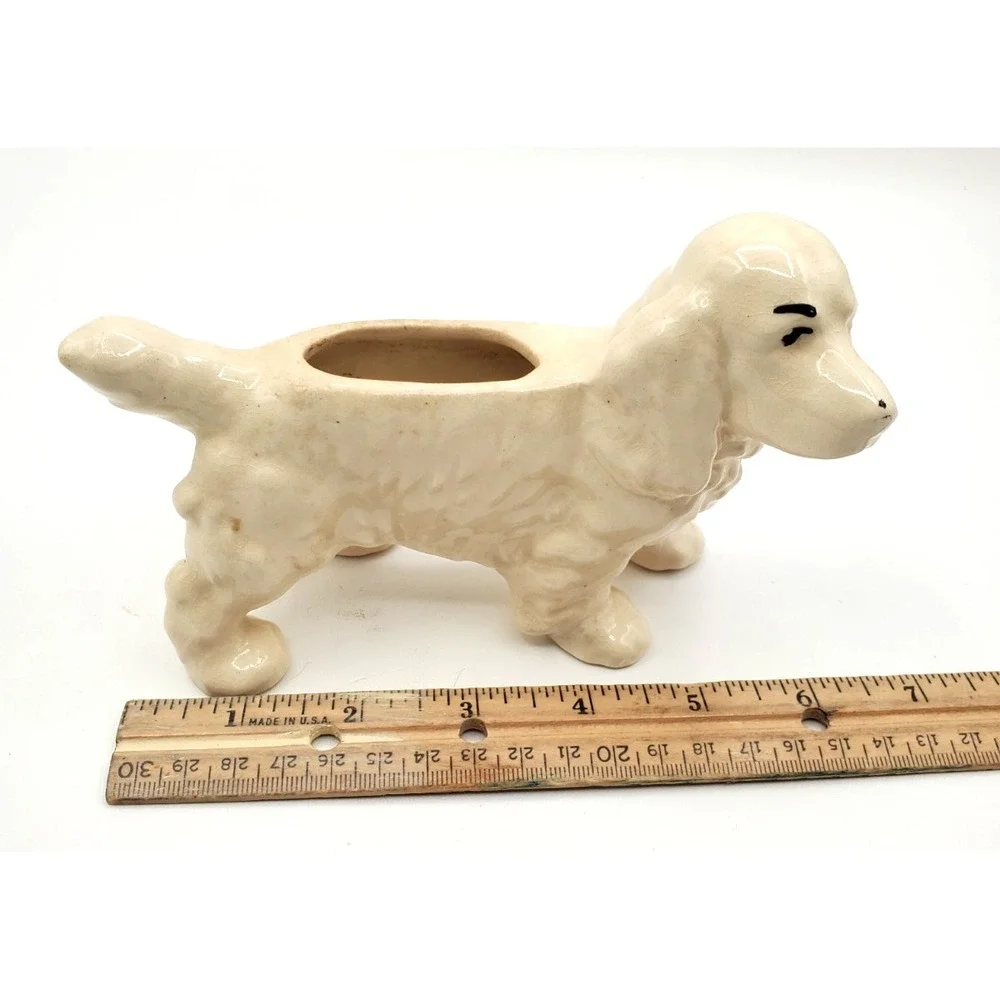 Vintage Small White Cocker Spaniel Dog MCM Planter